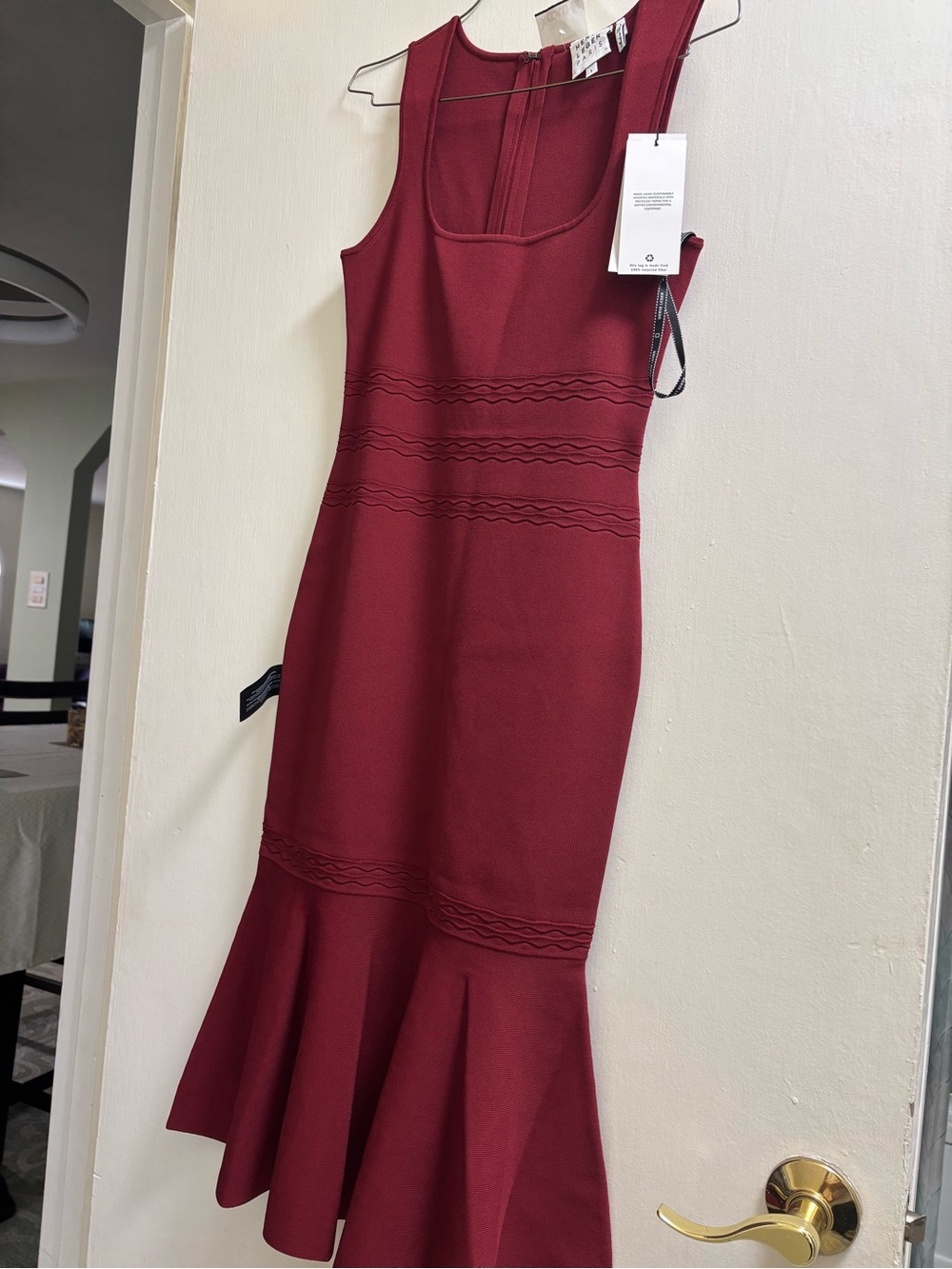 Herve Leger Sleeveless Wine Midi Dress
